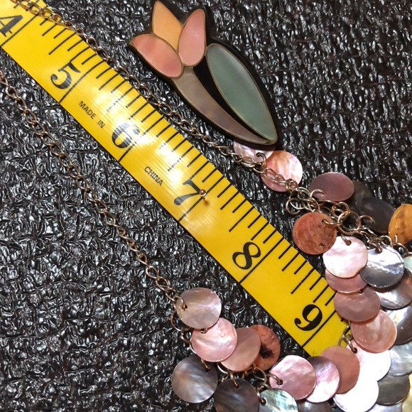 Hand Crafted Mother Of Pearl Bib Necklace With Vintage MOP Tulip Earrings - Picture 9 of 13